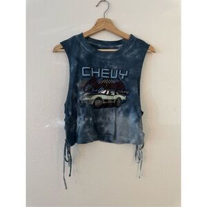 Chevy tank crop top tie dye tie up sides good chemistry
